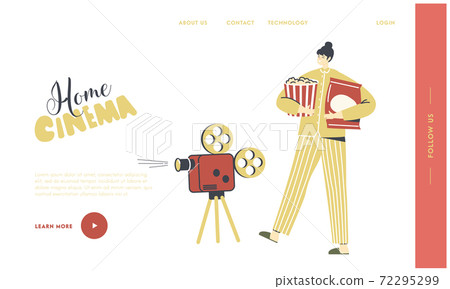 Female Character in Pajama Home Cinema Recreation Landing Page Template. Woman Watching Movie and Relaxing at Home Female Character in Pajama Home Cinema Recreation Landing Page Template. Woman Watching Movie and Relaxing at Home 72295299