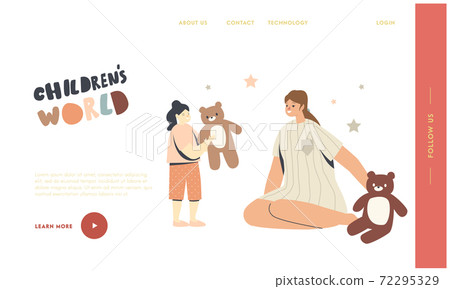 Child Play with Toys in Kindergarten or Home Landing Page Template. Nurse or Mother Playing with Kid. Family Time Child Play with Toys in Kindergarten or Home Landing Page Template. Nurse or Mother Playing with Kid. Family Time 72295329