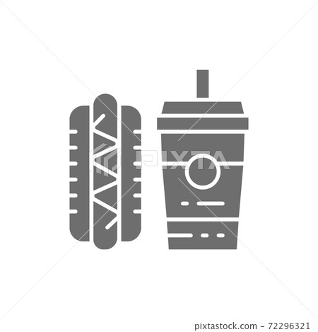 Fast food, hot dog and drink grey icon. Fast food, hot dog and drink grey icon. 72296321
