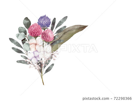 Bouquet of flowers and leaves in chic colors Watercolor illustration Bouquet of flowers and leaves in chic colors Watercolor illustration 72298366