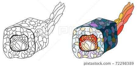 Zentangle Sushi. Hand drawn decorative vector illustration for coloring 72298389