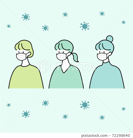 戴著口罩以防止病毒的女人的插圖 72298640