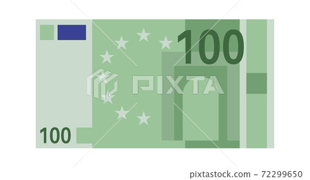 One hundred euro banknote. Green paper 100 euro money, europe cash simple design, world global currency, bank financial bill vector flat isolated closeup illustration 72299650