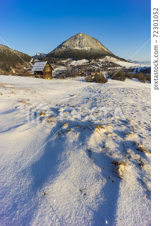 Sidirovo hill with Vlkolinec village UNESCO site, Velka Fatra mountains, Slovakia Sidirovo hill with Vlkolinec village UNESCO site, Velka Fatra mountains, Slovakia 72301052