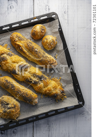 still life of homemade buns and rolls 72301101