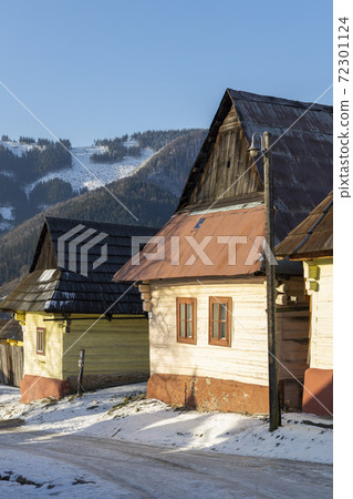 Vlkolinec village UNESCO site in Velka Fatra mountains, Slovakia 72301124