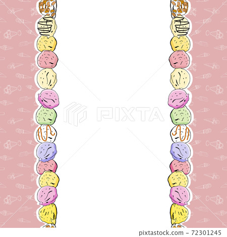 Ice cream template. Hand Drawn. Card for birthday, anniversary, party invitations. Vector illustration. 72301245