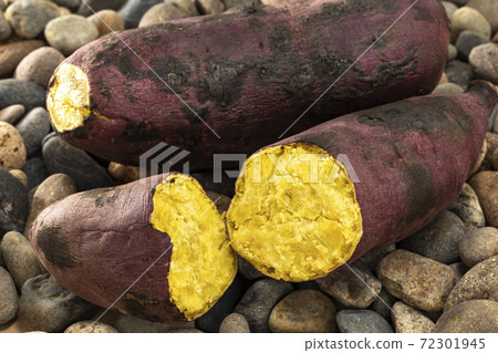 放在石頭上的石頭烤土豆 72301945