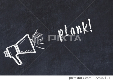 Chalk scetch of loudspeaker and inscription plank Chalk scetch of loudspeaker and inscription plank 72302195