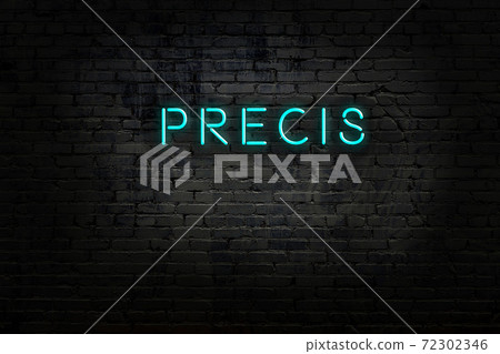 Night view of neon sign on brick wall Night view of neon sign on brick wall 72302346