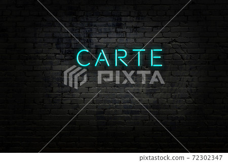 Night view of neon sign on brick wall Night view of neon sign on brick wall 72302347
