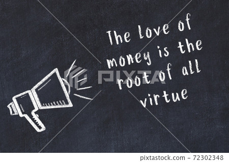 Chalk loudspeaker and wise quote on black desk Chalk loudspeaker and wise quote on black desk 72302348