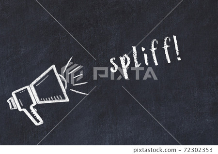 Chalk scetch of loudspeaker and inscription spliff Chalk scetch of loudspeaker and inscription spliff 72302353