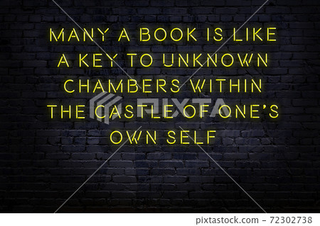 Wise quote. Neon inscription against brick wall 72302738