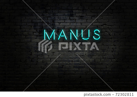 Night view of neon sign on brick wall Night view of neon sign on brick wall 72302811