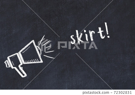 Chalk scetch of loudspeaker and inscription skirt Chalk scetch of loudspeaker and inscription skirt 72302831