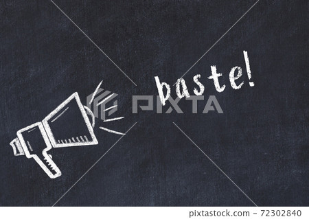Chalk scetch of loudspeaker and inscription baste Chalk scetch of loudspeaker and inscription baste 72302840