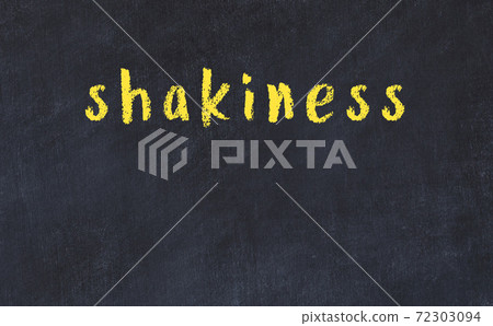 Black chalkboard with inscription shakiness on in 72303094