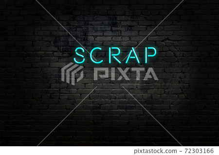 Night view of neon sign on brick wall Night view of neon sign on brick wall 72303166