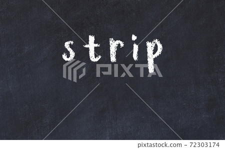 Black chalkboard with inscription strip on in 72303174