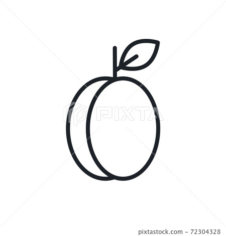 Apricot or plum icon. Vector linear icon, contour, shape, outline isolated on a white background. Thin line. Modern minimalistic design. Fruits. Apricot or plum icon. Vector linear icon, contour, shape, outline isolated on a white background. Thin line. Modern minimalistic design. Fruits. 72304328