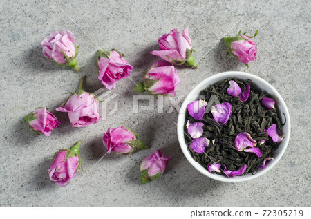 Tea with rose petals. Tea with rose petals. 72305219