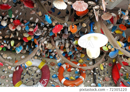 Lungomare promenade through Icici with seashells attractive decorations, Kvarner bay, Croatia Lungomare promenade through Icici with seashells attractive decorations, Kvarner bay, Croatia 72305220