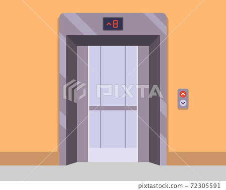 a new lift in the hallway awaits passengers. 72305591