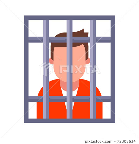 a criminal in an iron cage. the person went to jail.  72305634