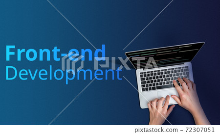 Concept front-end development with person and laptop Concept front-end development with person and laptop 72307051