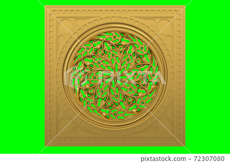 3d models of gilded stucco decorations for the interior. Isolated image on a green background. 3d render. 3d models of gilded stucco decorations for the interior. Isolated image on a green background. 3d render. 72307080