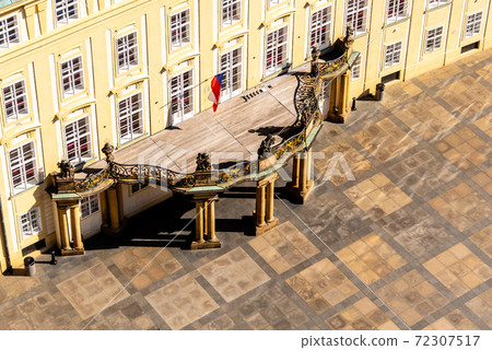 Prague Castle - entrance door with balcony to the Archives on Third Courtyard, Prague, Czech Republic 72307517