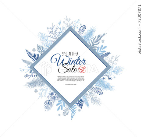 Christmas, new year, winter sale banner. Poster, background, flyer, invitation card, template design with snowflakes. Christmas, new year, winter sale banner. Poster, background, flyer, invitation card, template design with snowflakes. 72307871