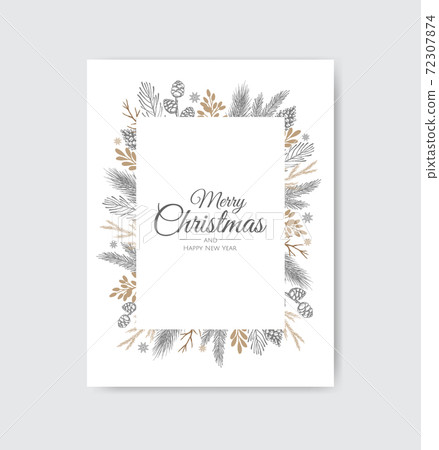 Merry Christmas greeting card with new years tree. Hand drawn design vector illustration. Merry Christmas greeting card with new years tree. Hand drawn design vector illustration. 72307874
