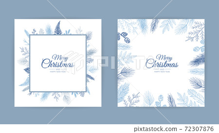 Vector Christmas Cards Set. Holiday Party Card Templates Design Vector Christmas Cards Set. Holiday Party Card Templates Design 72307876