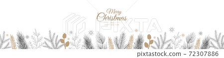 Winter banner. With hand drawn cones,xmas tree. Christmas vector illustration. Winter banner. With hand drawn cones,xmas tree. Christmas vector illustration. 72307886
