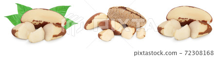 Brasil nuts in nutshell isolated on white background with clipping path and full depth of field. Set or collection Brasil nuts in nutshell isolated on white background with clipping path and full depth of field. Set or collection 72308168