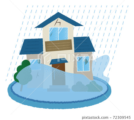 Vector illustration of a flooded house Vector illustration of a flooded house 72309545