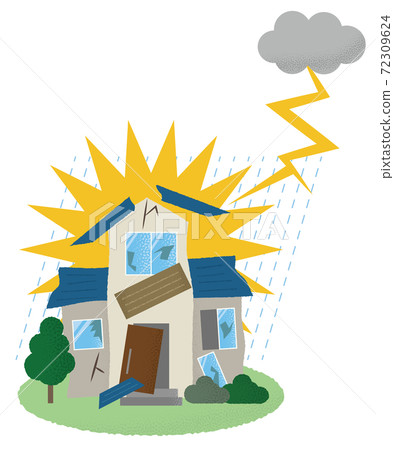 Vector illustration of houses suffering from... - Stock Illustration ...