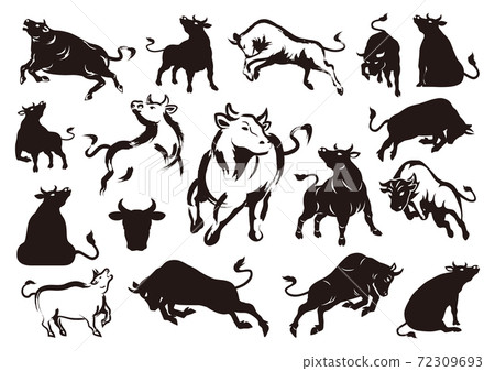 Cow illustration set 3 72309693