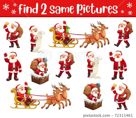 Christmas matching game with Santa characters 72311461