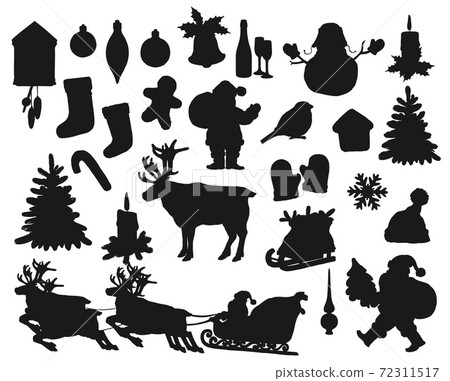 Christmas black silhouettes isolated vector - Stock Illustration ...