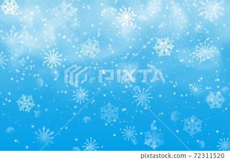 Snow and snowflakes on blue background, Christmas 72311520