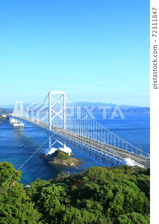 Superb view of Naruto Bridge seen from Mt. Naruto, Naruto City, Tokushima Prefecture Superb view of Naruto Bridge seen from Mt. Naruto, Naruto City, Tokushima Prefecture 72311847