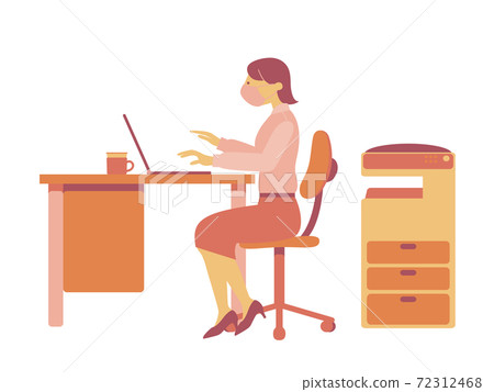在辦公室里工作的女人的插圖(簡單的顏色) 在辦公室里工作的女人的插圖(簡單的顏色) 72312468