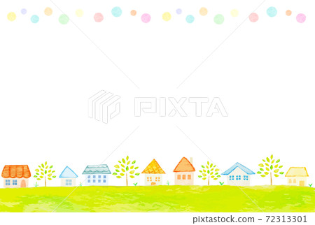 Idyllic and calm watercolor townscape - Stock Illustration [72313301 ...