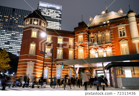 Tokyo cityscape of Japan View of Tokyo Station Marunouchi North Exit and red brick station building (night view) = November 27 72313436