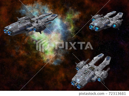 Future spaceship in deep space 3d illustration 72313681