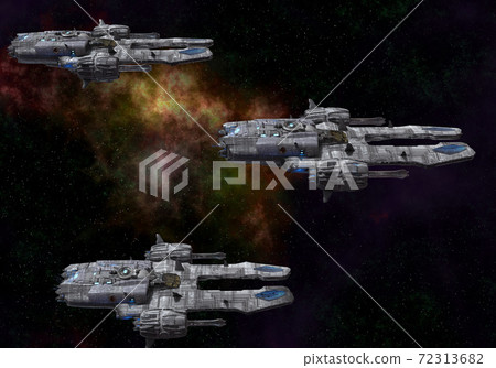 Future spaceship in deep space 3d illustration Future spaceship in deep space 3d illustration 72313682
