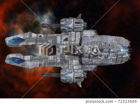 Future spaceship in deep space 3d illustration 72313689